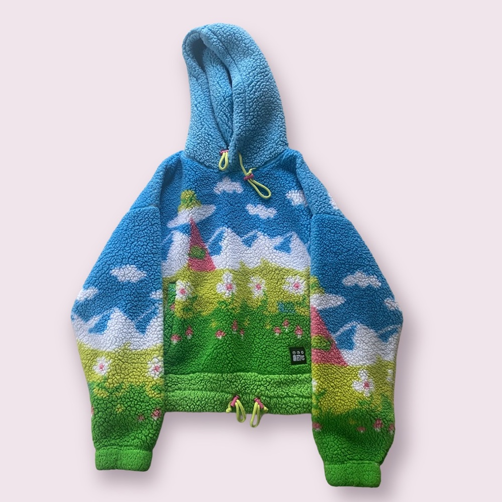 Kadley Trippy Landscape Alien Snail Crop Sherpa Hoodie from A-Lab.